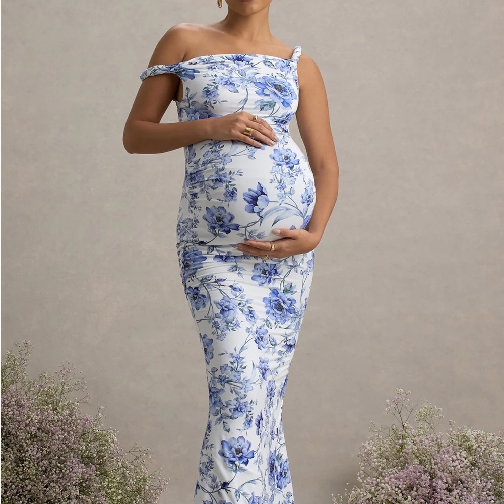 Floral Off-Shoulder Maternity Dress